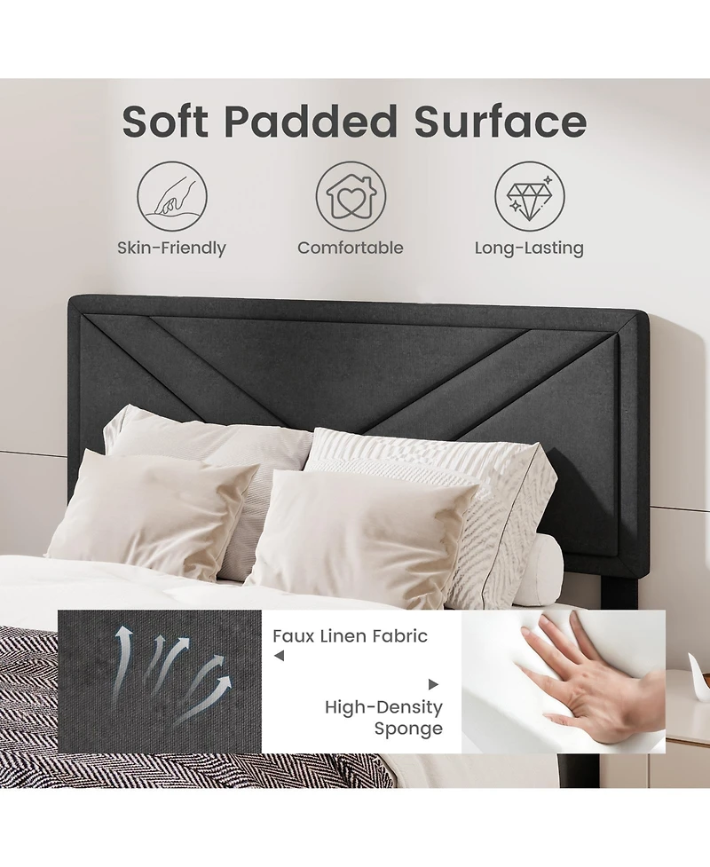 Sugift Upholstered Platform Bed with Tufted Headboard and Slats