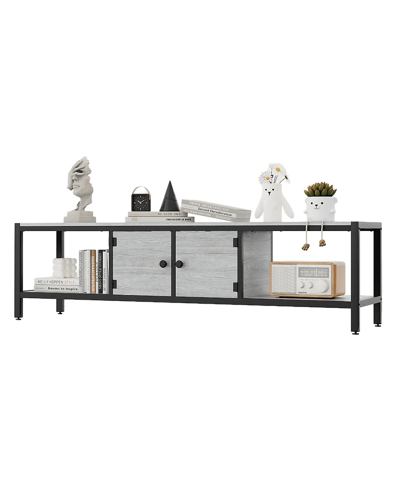 gaomon Tv Stand for Tv Up to 75 Inches, Tv Console with 2 Closed Storage Spaces and Open Shelves