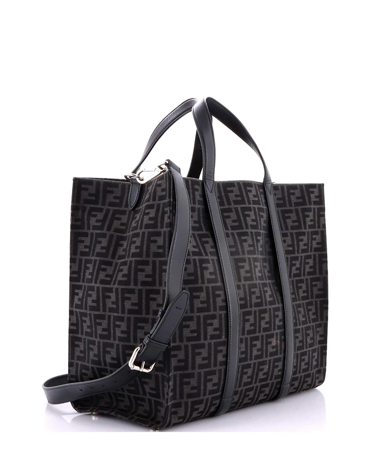Pre-Owned Fendi Large Convertible Open Tote Zucca Jacquard Fabric and Leather