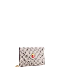 Pre-Owned Gucci Mini Strawberry Wallet on Chain Printed Gg Coated Canvas