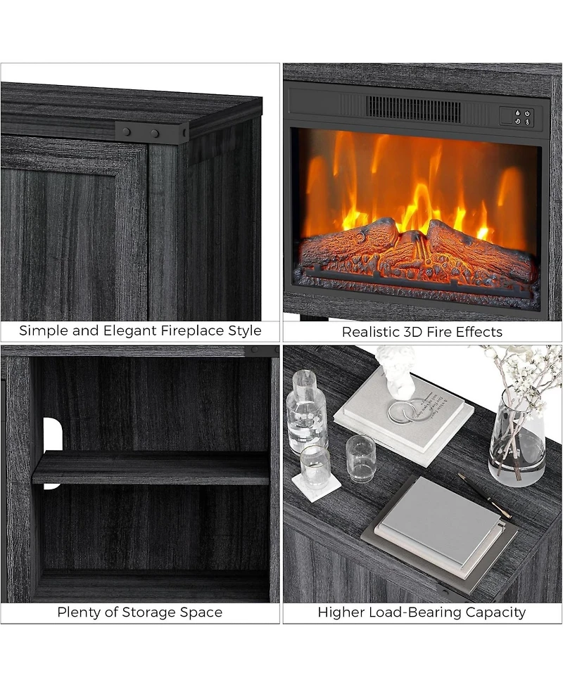 gaomon 67" Fireplace Tv Stand with 23" Electric Fireplace, Modern Farmhouse Entertainment Center with Remote, Adjustable Flame