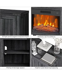 gaomon 67" Fireplace Tv Stand with 23" Electric Fireplace, Modern Farmhouse Entertainment Center with Remote, Adjustable Flame