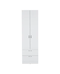 flynama 76 Inch High Armoire Wardrobe Closet with 2 Drawers Double Door Cabinet Shelf and Hanging Rod Bedroom Storage Organizer