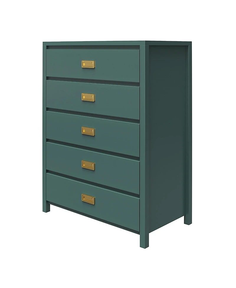 flynama Contemporary 5 Drawer Dresser Maple Finish Sturdy Construction for Bedroom Living Room Storage