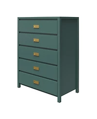 flynama Contemporary 5 Drawer Dresser Maple Finish Sturdy Construction for Bedroom Living Room Storage