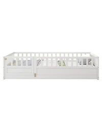 flynama Montessori Wood Floor Bed High Security Barrier Door