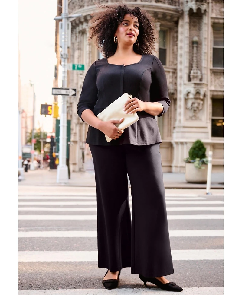 Avenue Women's Ponte Zip Front Top