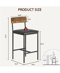 gaomon 4 Bar Stools Set, 25.5" Leather Counter Stools with Back and Metal Legs, Modern Kitchen Island Chairs