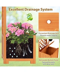 Gymax Wooden Garden Arbor w/ 2 Planter Boxes Drainage 6 Ft Solid Wood Arbour Trellis