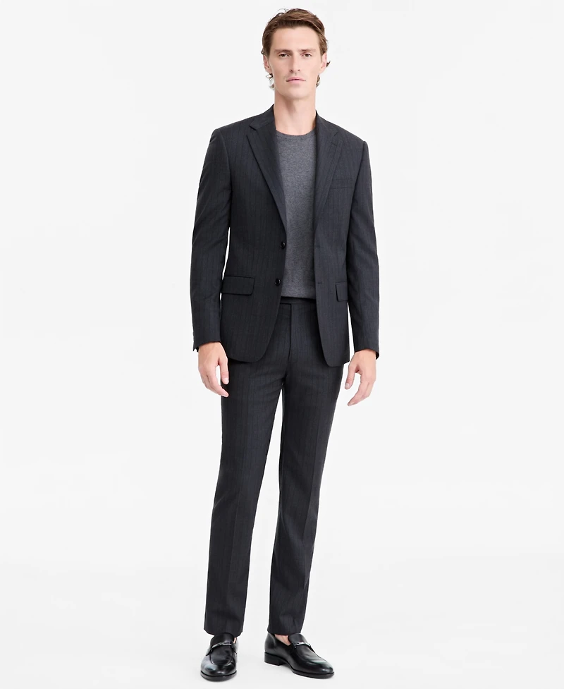 Calvin Klein Mens Slim-Fit Wool-Blend Pinstripe Suit Jacket