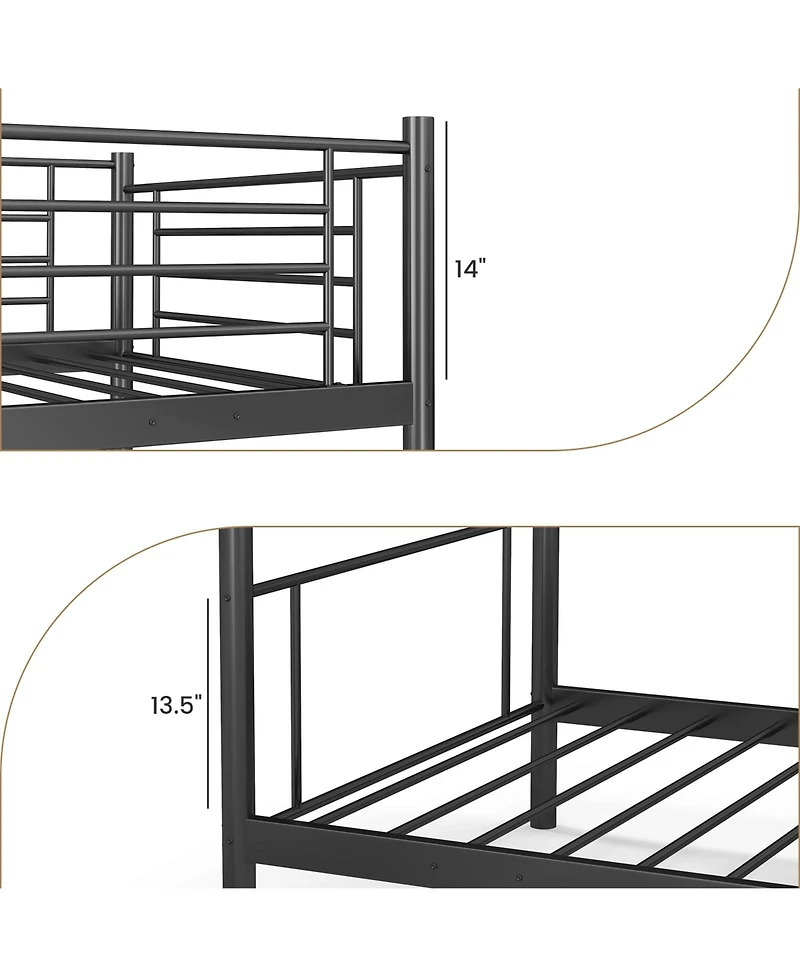 Sugift Metal Bunk Bed with Ladder and Full Length Safety Guardrails