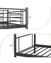 Sugift Metal Bunk Bed with Ladder and Full Length Safety Guardrails