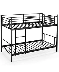 Sugift Metal Bunk Bed with Ladder and Full Length Safety Guardrails