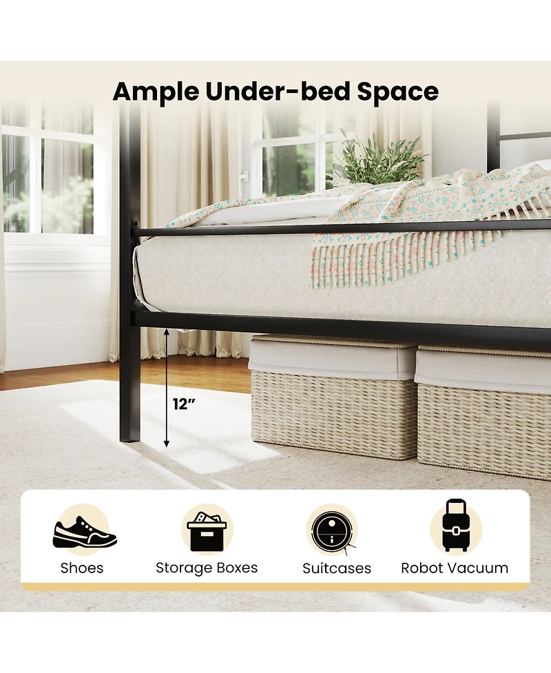 Sugift Metal Canopy Bed Frame with Durable Slat Support