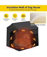 Aostirmotor 60" Large Outdoor Dog Kennel – Insulated Waterproof House with Porch, Asphalt Roof & Elevated Floor, for Medium & Large Dogs
