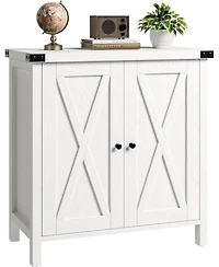 gaomon Farmhouse Sideboard Buffet Cabinet with Adjustable Shelves and Barn Doors Rustic Modern Coffee Bar and Kitchen Organizer