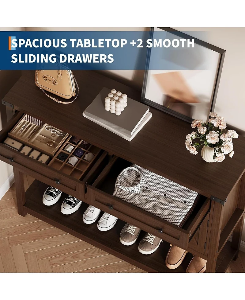 gaomon Console Table Buffet Sideboard Sofa Table,with Storage Drawers Cabinets and Bottom Shelf