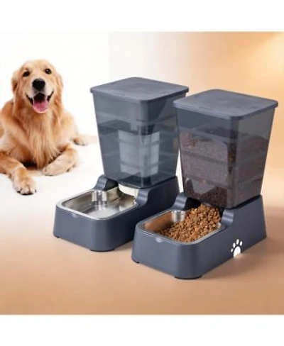 Aronkl Automatic Dog Cat Feeder Water Dispenser Set Gravity Fed Large Bpa Free
