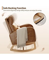 gaomon Sherpa Upholstered Rocking Chair, Adjustable Recliner with Arm Pocket, Cozy Nursery & Living Room Chair