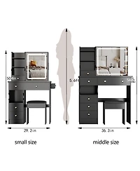 Flynama Small Size Left Drawer Desktop Vanity Table with Minimalist Style for Compact Living
