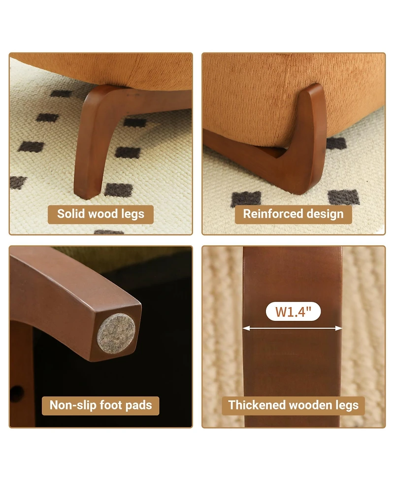 Rainsken Velvet Accent Chair, Comfy Reading Chair, Cute Living Room Chair with Solid Wood Legs and Soft Cushion for Bedroom, Balcony