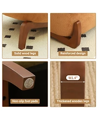 Rainsken Velvet Accent Chair, Comfy Reading Chair, Cute Living Room Chair with Solid Wood Legs and Soft Cushion for Bedroom, Balcony