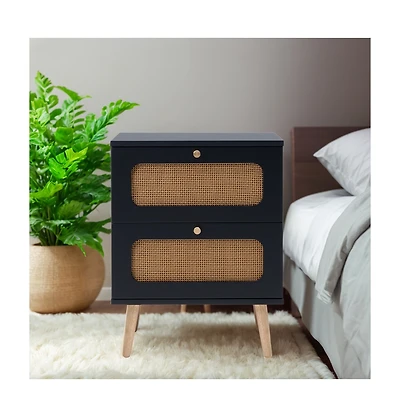 Flynama Versatile Natural Nightstand with Storage Space Modern Bedroom Furniture Bedside End Table