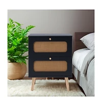 Flynama Versatile Natural Nightstand with Storage Space Modern Bedroom Furniture Bedside End Table