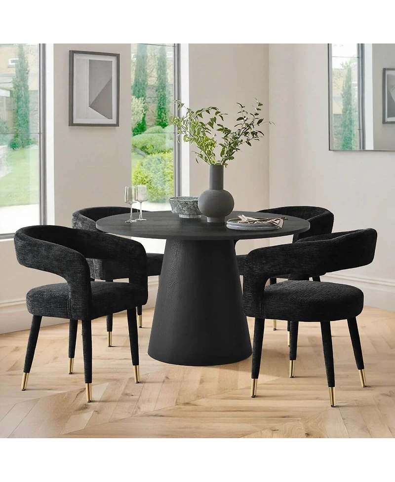 Maison Boucle Chenille Upholstered Dining Armchairs Set of 2 with Curved Back