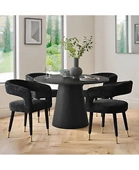 Maison Boucle Chenille Upholstered Dining Armchairs Set of 2 with Curved Back