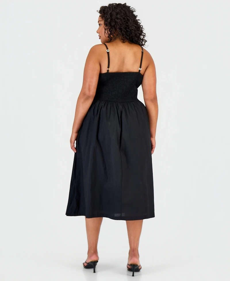 And Now This Trendy Plus Smocked Cotton Midi Dress, Macy's Exclusive