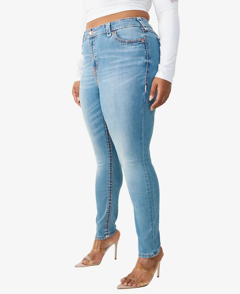 True Religion Plus Jennie Mid-Rise Skinny Super T Flap Jeans