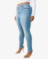 True Religion Plus Jennie Mid-Rise Skinny Super T Flap Jeans