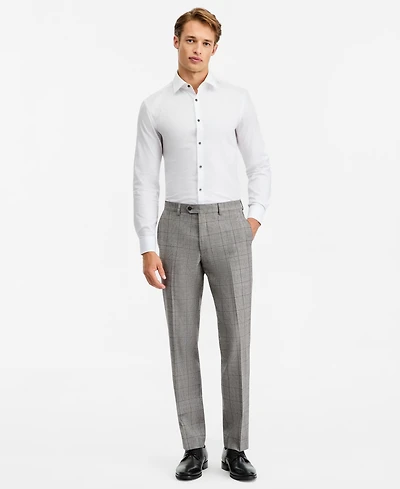 Ted by Baker Men's Modern-Fit Gray & Wine Plaid Suit Separate Pants