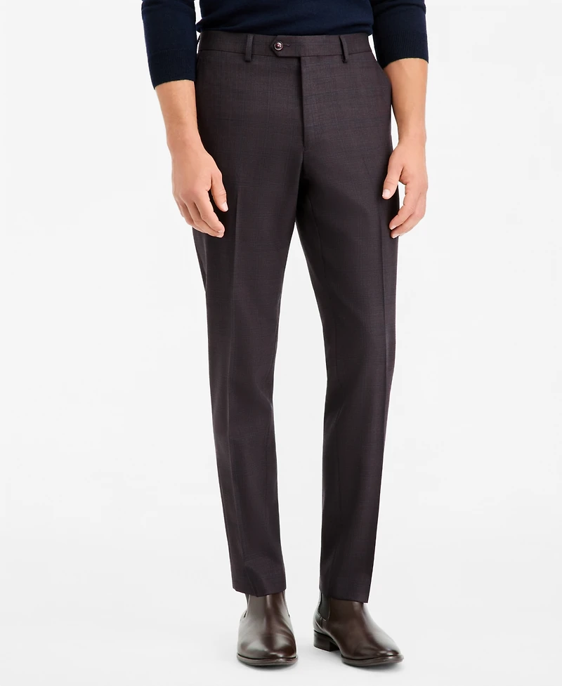 Ted by Baker Men's Modern-Fit Burgundy Plaid Suit Separate Pants