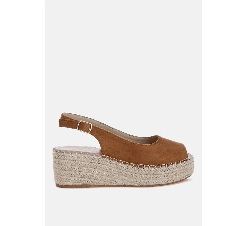 London Rag Womens Georna Peep Toe Espadrille Wedges