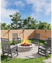 gaomon Poly Lumber Rocking Chair Outdoor Set of 4 Hdpe High Back Porch Rocker Chairs for Adults All Weather Resistant Furniture for Patio