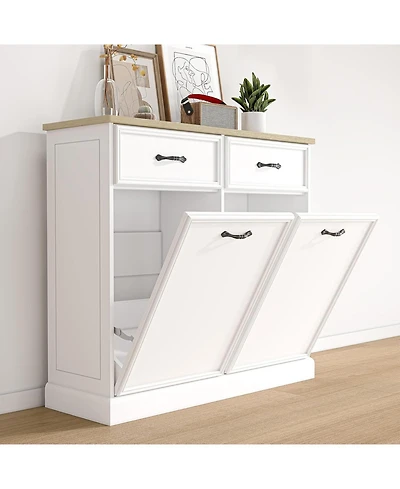 gaomon Trash Cabinet Tilt Out, Hidden Trash Storage Cabinet 10 gal