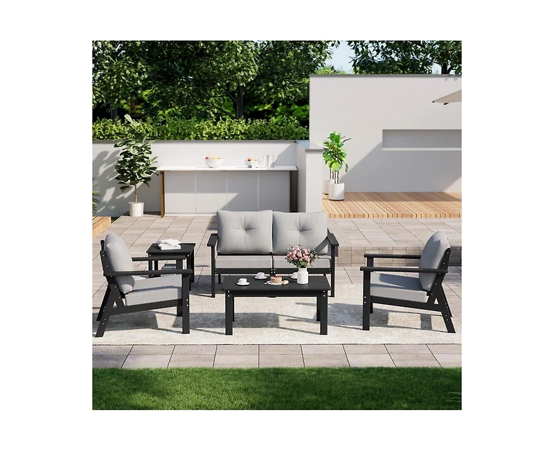 Pamapic Piece Hdpe Weather-Resistant Outdoor Patio Conversation Seating Set