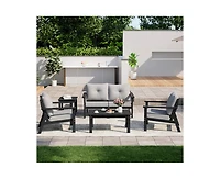 Pamapic Piece Hdpe Weather-Resistant Outdoor Patio Conversation Seating Set