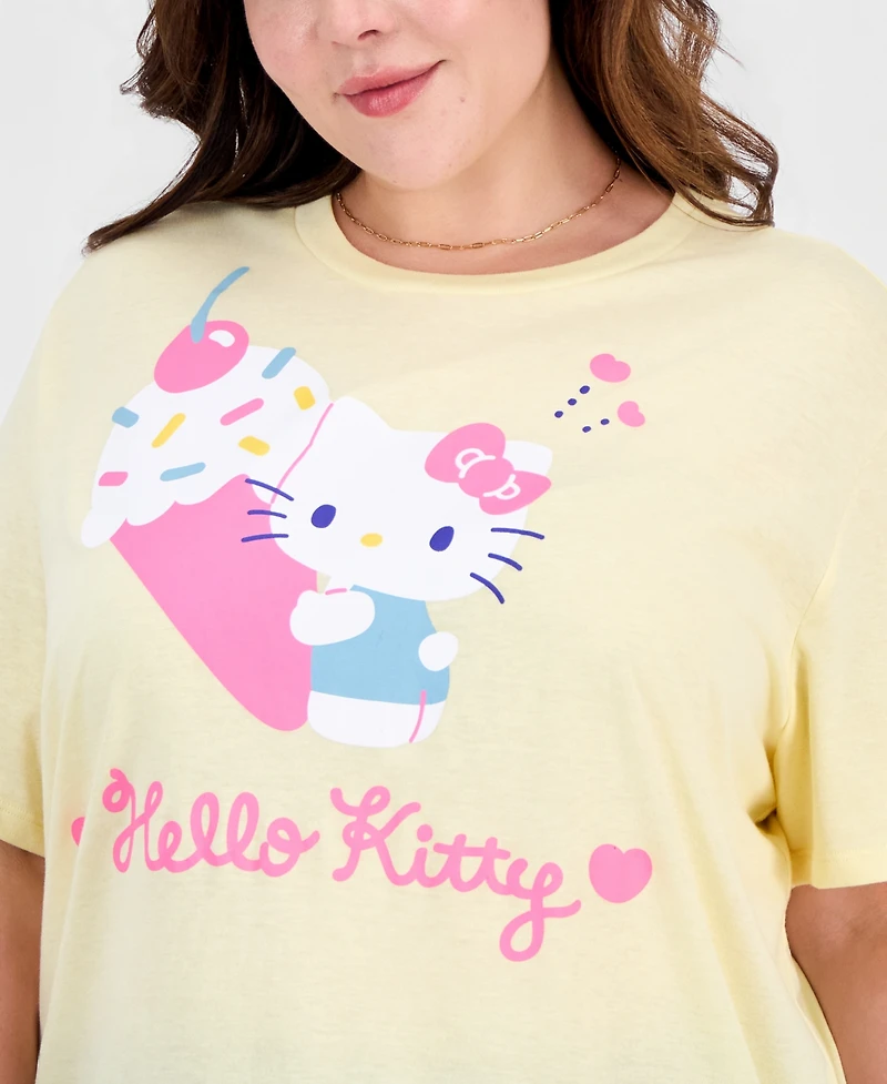 Love Tribe Plus Hello Kitty Ice Cream Retro Cotton-Blend Short-Sleeve Crewneck T-Shirt