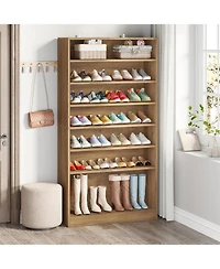 Tribesigns Tall Shoe Cabinet, 9 Tiers 40-45 Pairs Wood Freestanding Shoe Storage Cabinet