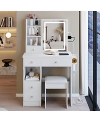 Flynama Elegant Modern Wooden Nightstand with 3 Drawers Natural Finish Bedside Table for Bedroom Living Room