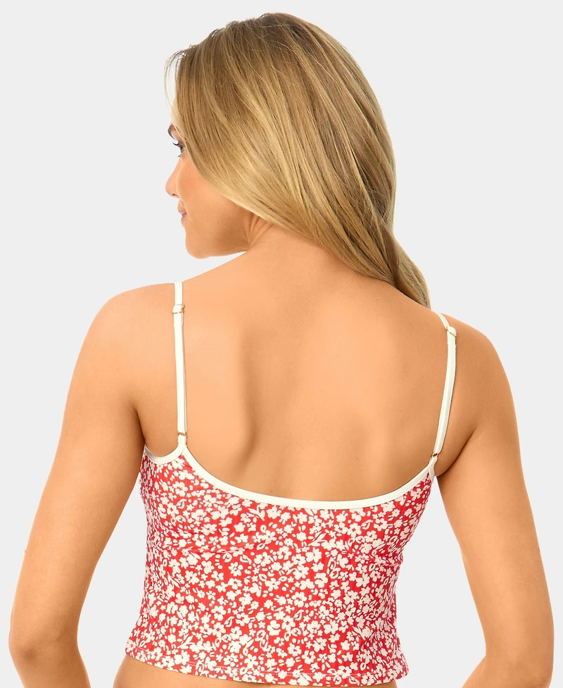 California Waves Women's Garden Ditsy Wide Rib Tankini Top