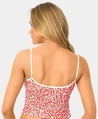 California Waves Women's Garden Ditsy Wide Rib Tankini Top