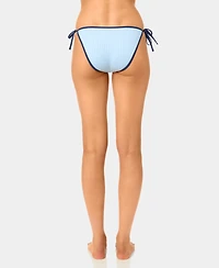 California Waves Women's Solid Wide Rib Side-Tie Swim Bottoms