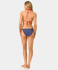 California Waves Women's Star and Stripe Reversible Triangle Swim Bikini Top