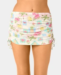 California Waves Women's Popcorn Scrunch Tunneled Side-Tie Swim Skirt
