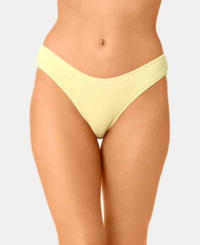 California Waves Women's Solid Popcorn Scrunch Low-Rise Scoop Swim Bottoms