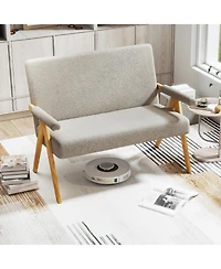 Sugift Loveseat Sofa with Armrests and Wooden Legs.